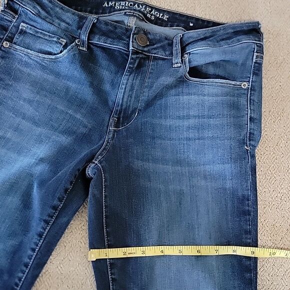 American Eagle Dark Wash Super Stretch Skinny Jeans - Size  12 Long - Picture 8 of 11